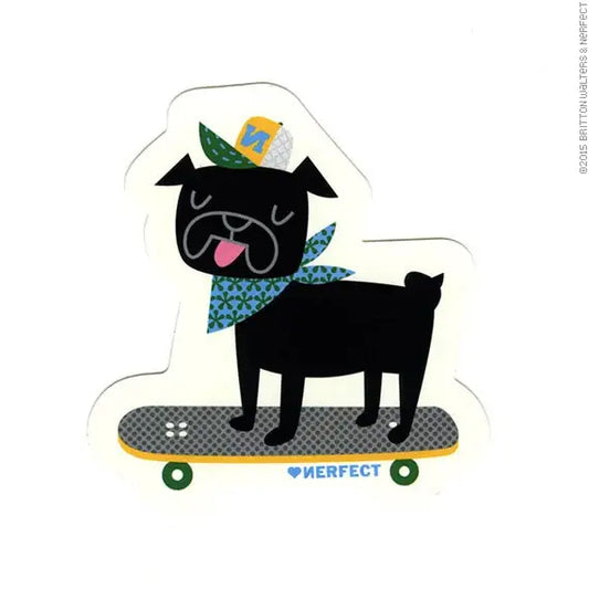 Black Pug on Skateboard Sticker – 10 PACK - 1