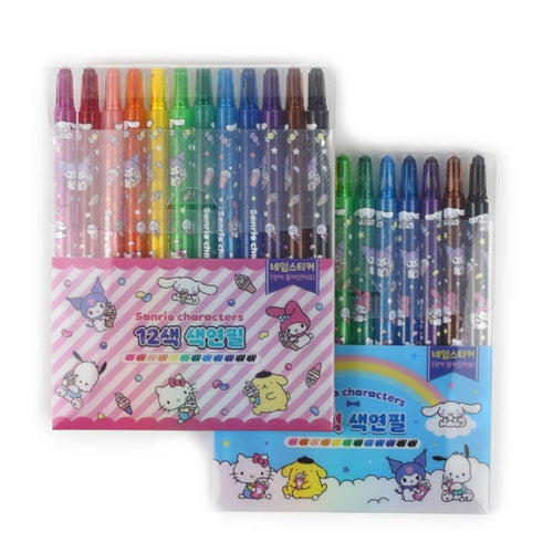 SANRIO CHARACTERS 12-COLOR TWIST CRAYON SET
