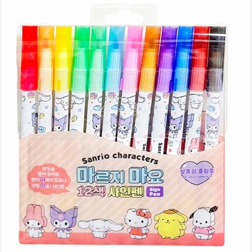 SANRIO CHARACTERS NEVER DRYING 12 COLOR MARKER SET