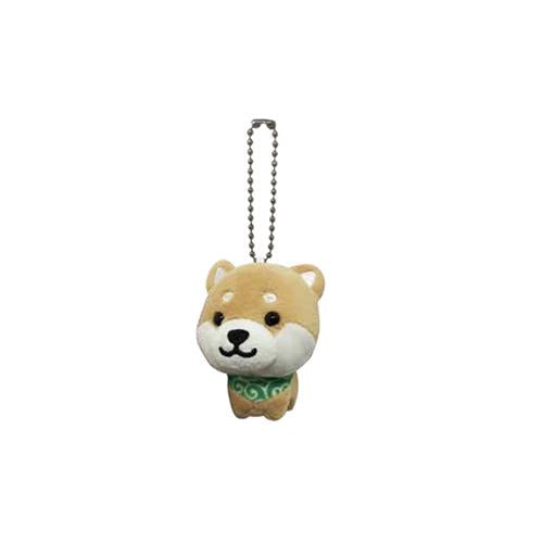 MAMESHIBA PLUSH KEYCHAIN W/ BALL CHAIN - BROWN 2.5" X 2"