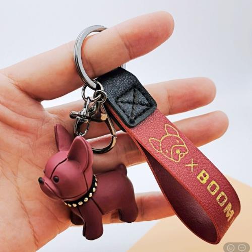 FRENCH BULLDOG KEYCHAIN - BURGUNDY