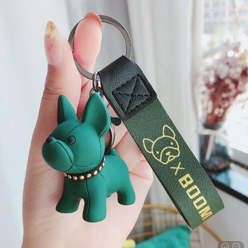 FRENCH BULLDOG KEYCHAIN - OLIVE