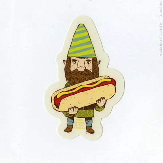 Gnome With Hot Dog Sticker – 10 PACK - 1