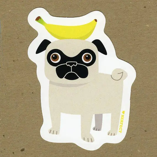 Pug Balancing Banana Sticker – 10 PACK - 1