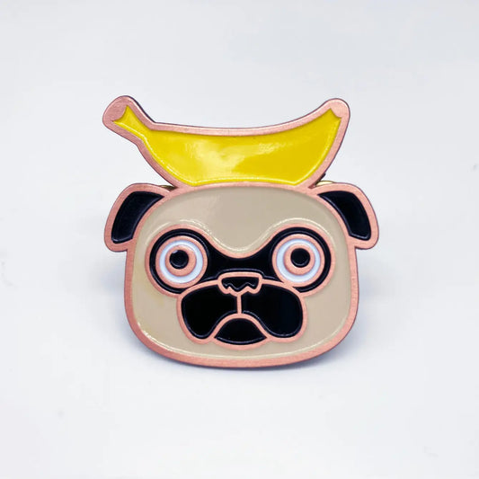 Pug With Balancing Banana Enamel Pin – 5 PACK - 1