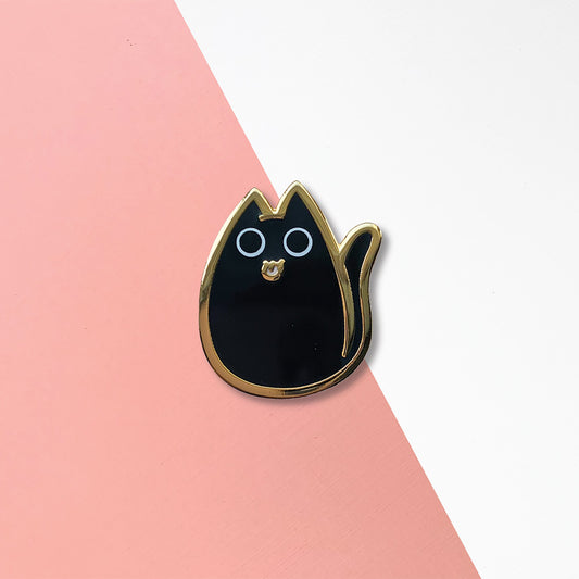 Derpy Black Cat Enamel Pin - 1