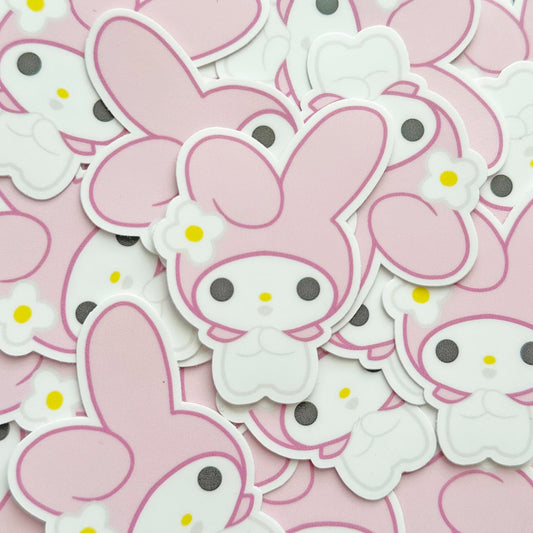 Kawaii Pink Bunny Vinyl Sticker - 1