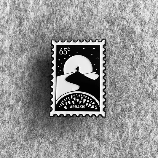 Dune Stamp-Series Enamel Pin – Spice, Sand Dunes & Sci-Fi Collectible