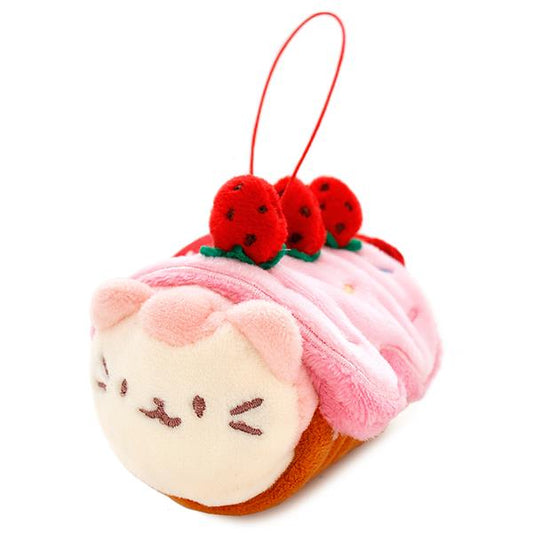 Anirollz - Kittiroll Strawberry Roll Cake Plush Keychain (Mini)