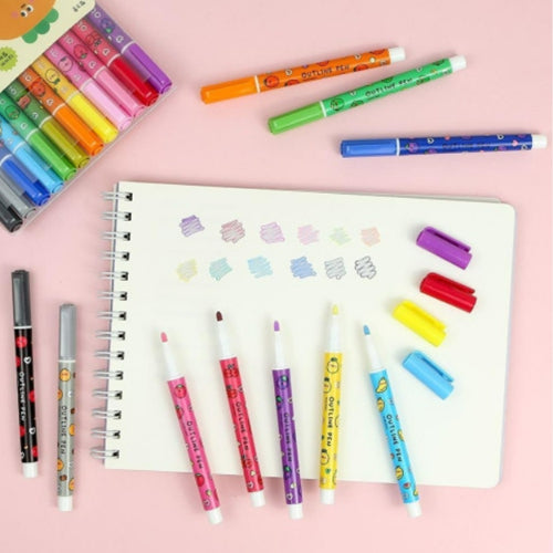 CARROT FRIENDS OUT LINE 12 SET PENS