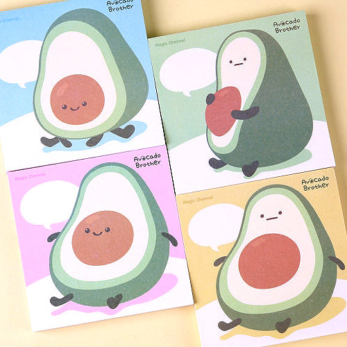 AVOCADO BROTHER CUTE ILLUST NON-STICKY MEMO PAD