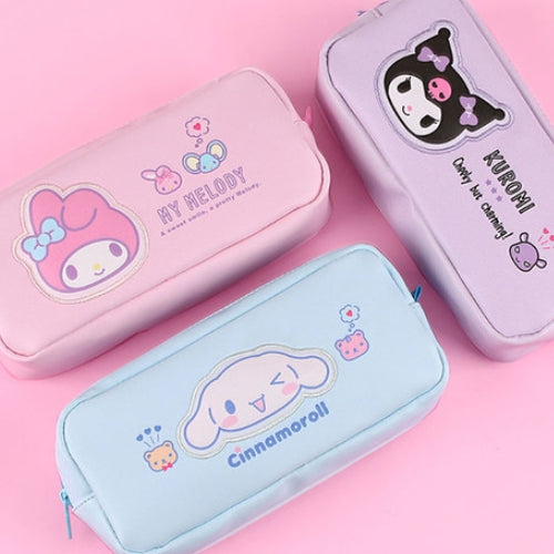 SANRIO CHARACTERS FACE FABRIC PENCIL POUCH 10CM X 21CM