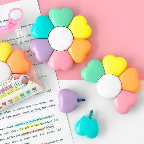 HEART FLOWER 6 COLOR HIGHLIGHTER
