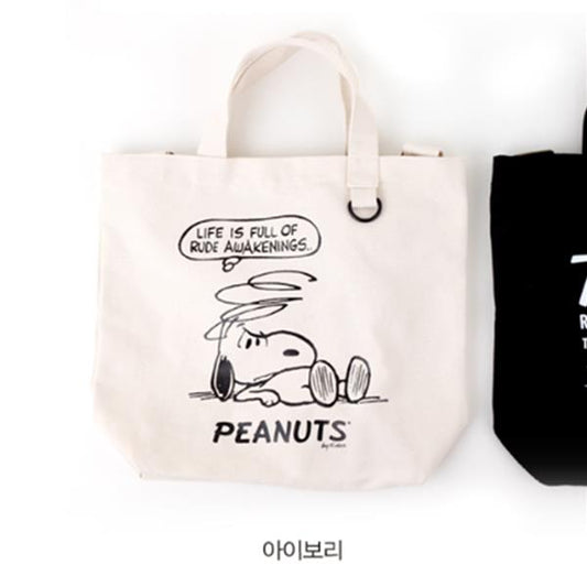 PEANUTS SNOOPY CROSS ECO BAG - IVORY