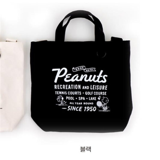 PEANUTS SNOOPY CROSS ECO BAG - BLACK