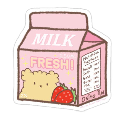 Strawberry Milk Carton Osito Vinyl Sticker Bundle of 10