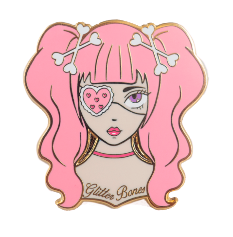 Glitter Bones Girl Enamel Pin