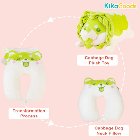 Vegetables Fairy Cabbage Dog 2-in-1 Neck Pillow Plush Toy